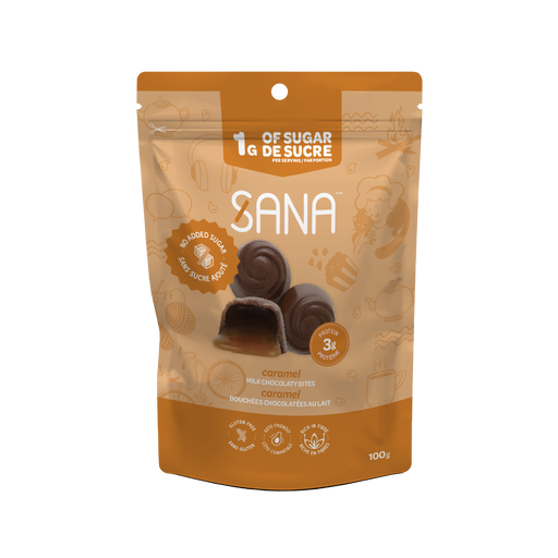 No added sugar creamy caramel milk chocolaty bites - Sana