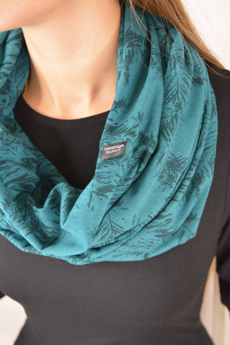 Foulard infini - bleu impression vague turquoise