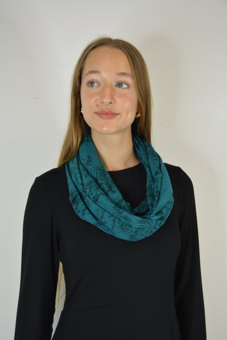 Foulard infini - bleu impression vague turquoise