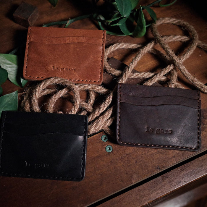 Locally crafted saddle tan leather wallet with custom engraving option