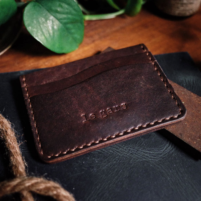 Custom leather wallet in mocha for everyday use
