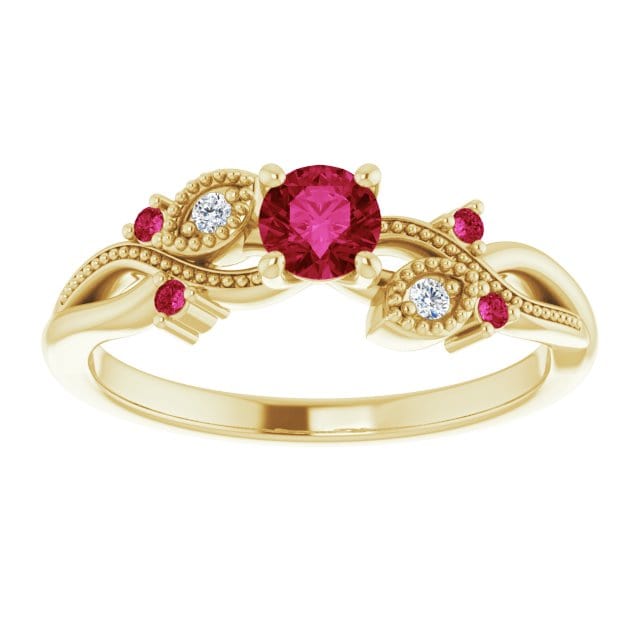 - Bagues Bague Enchanteresse en or 14K, diamants et rubis