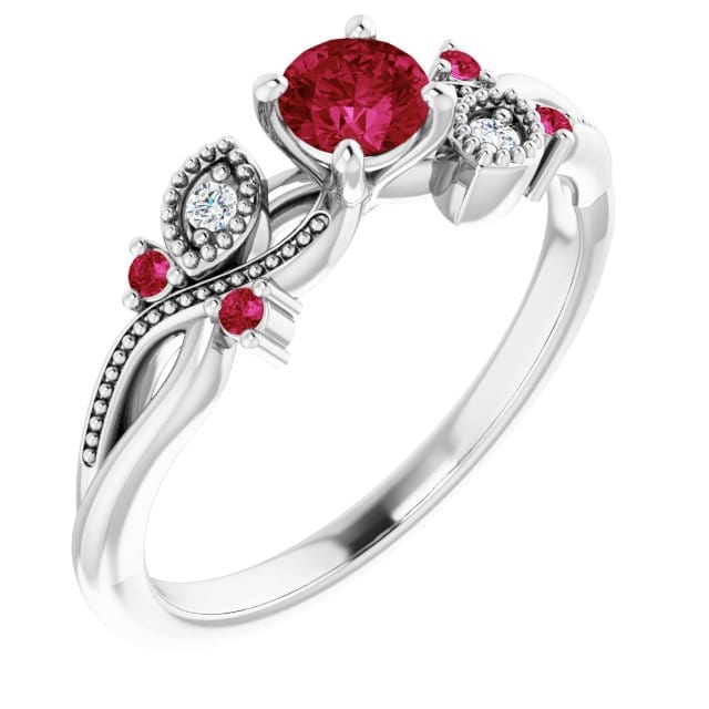 - Bagues Grandeur 6 / Argent / Or 14K Bague Enchanteresse en or 14K, diamants et rubis