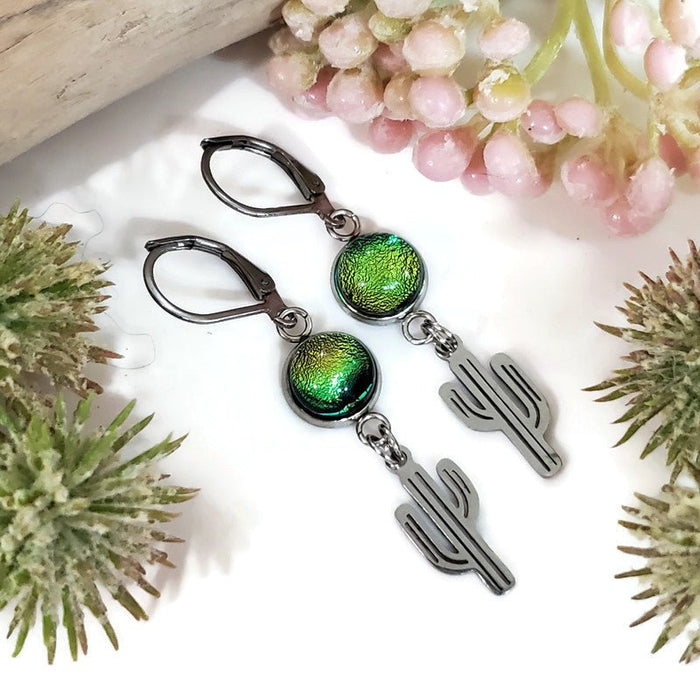 Boucles d'oreilles pendantes cactus