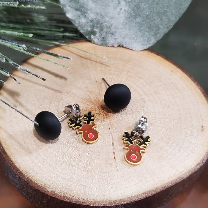 Boucles d'oreilles rennes bruns - Bijoux Le fil d'Ariane