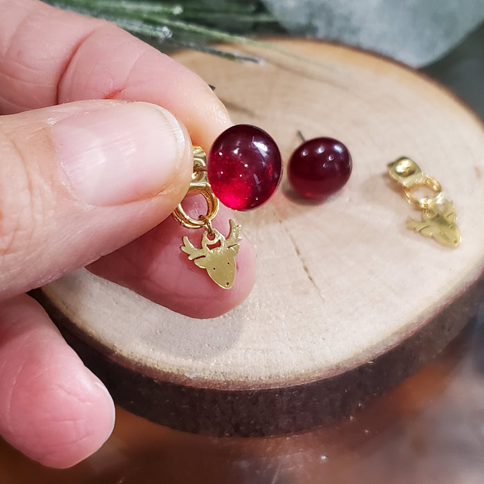 Boucles d'oreilles rennes dorés - Bijoux Le fil d'Ariane