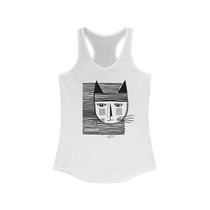 Camisole coton graphique - chat rayures