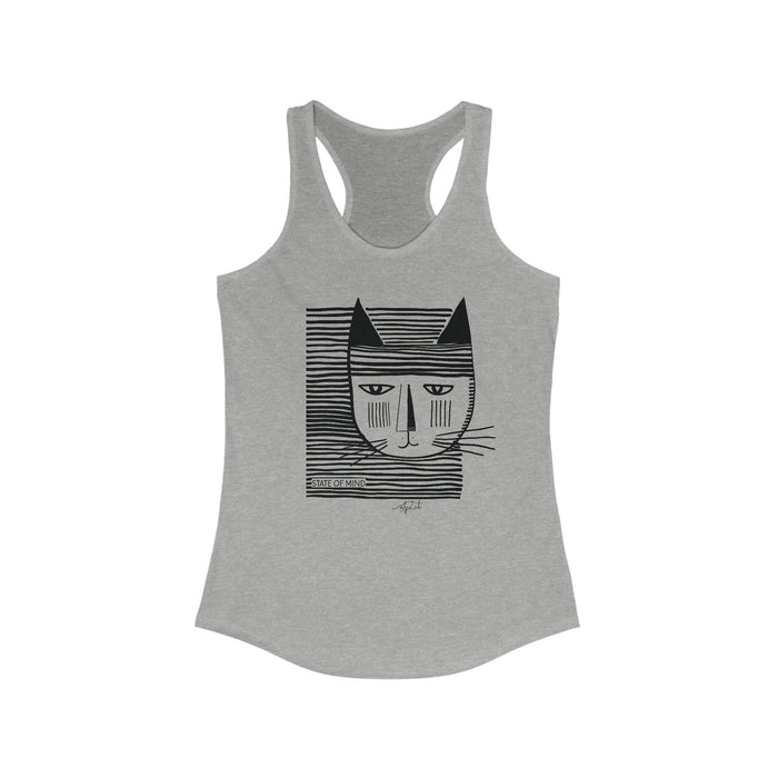 Camisole coton graphique - chat rayures