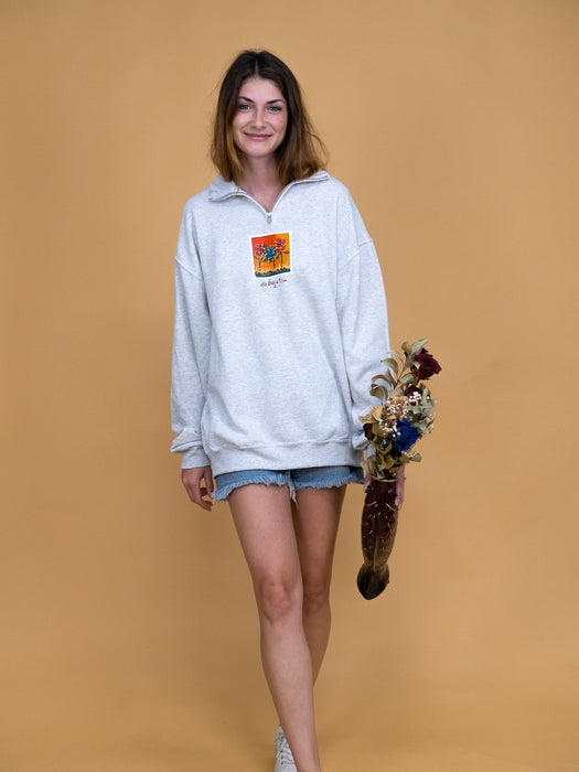 Être de fleur 1/4 zip cendré