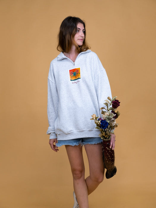 Être de fleur 1/4 zip cendré