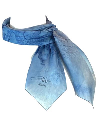 Foulard carr&eacute; de soie le bleu de tes yeux