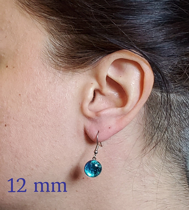 Boucles d'oreille orange, pendantes en verre fusion - Bijoux Le fil d'Ariane