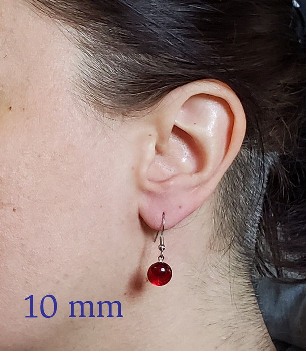 Boucles d'oreille orange, pendantes en verre fusion - Bijoux Le fil d'Ariane