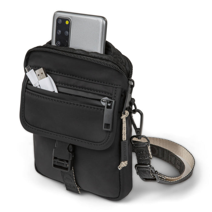 Bugatti x edition22 - sac à bandoulière à la fois compact et fonctionnel, parfait pour votre téléphone, votre portefeuille et vos petits essentiels - noir